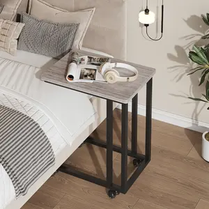 C Tables Counch That Slide Under Bed Side Table Tray Sofa Portable with Wheels,Sofa Table with Metal Frame for Living Room, Bedroom, Bedside