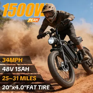 【HiEHA】2026 Fat Tire Electric Ebike for Adults, 1500W Peak Motor 48V/15Ah Removable Battery, 34 MPH Top Speed & 25-31 Miles Range, Full Suspension, Shimano 7-Speed, Off-Road Mountain E-Bike with LED Headlight, UL 2849 Certified