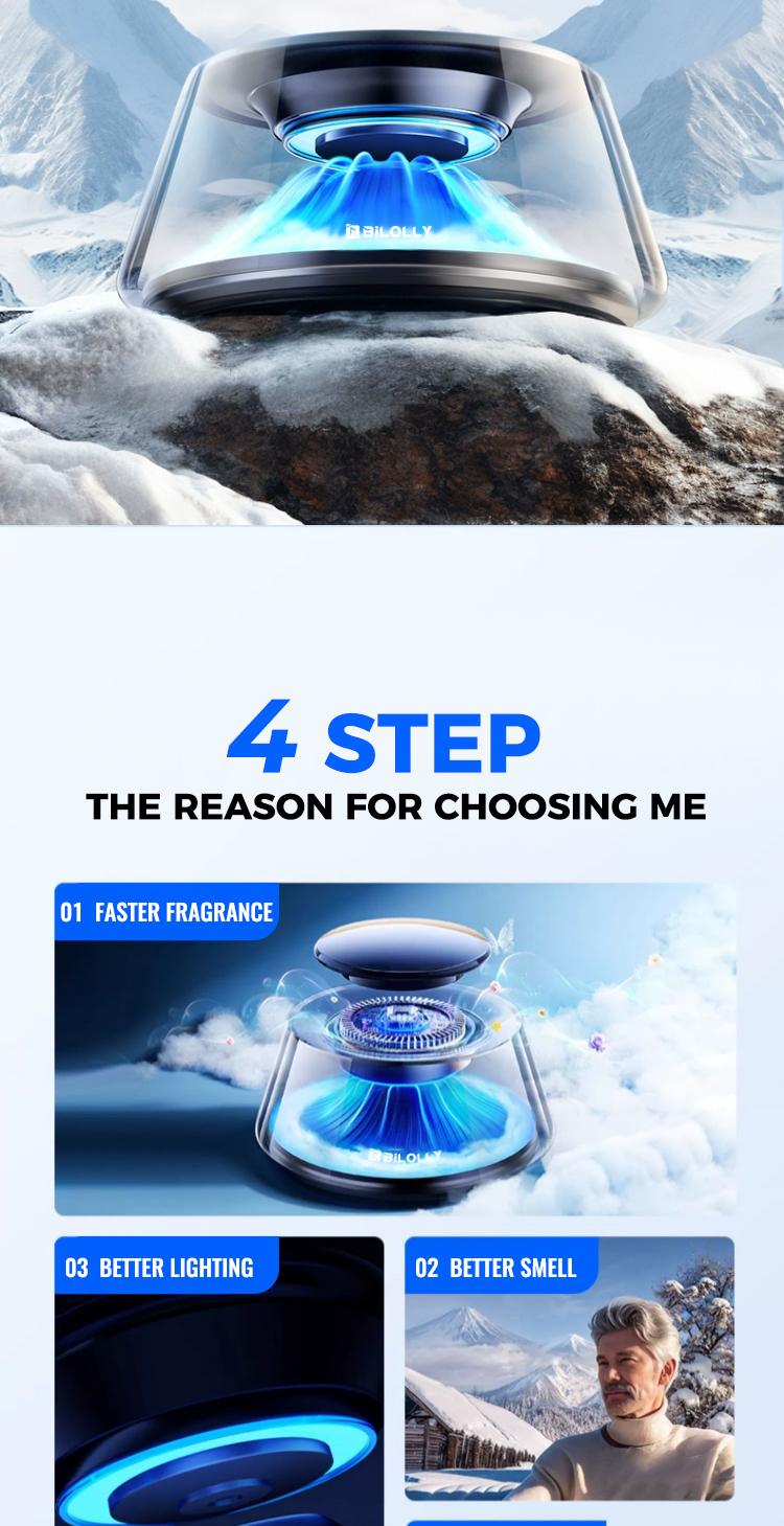 BiLOLLY Smart Car Air Freshener, Premium Scenic Scent Car Fragrance, Auto On/Off, Adjustable Intensity, Fuji Morning Glow and Pine Forest Secret Fragrance Lasts for Six Months, 2025 New Car Diffuser, Car Fragrance