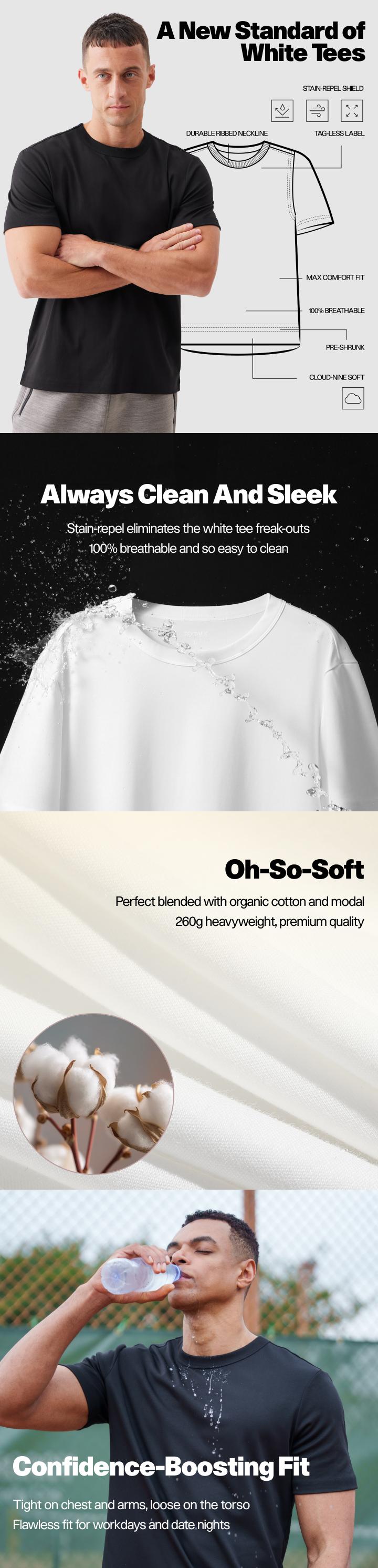 TexTale Stain & Water Repellent T-Shirt | 210 GSM Heavyweight 30S Cotton Modal Shrink-resistant| Skin-Safe OEKO-TEX Certified