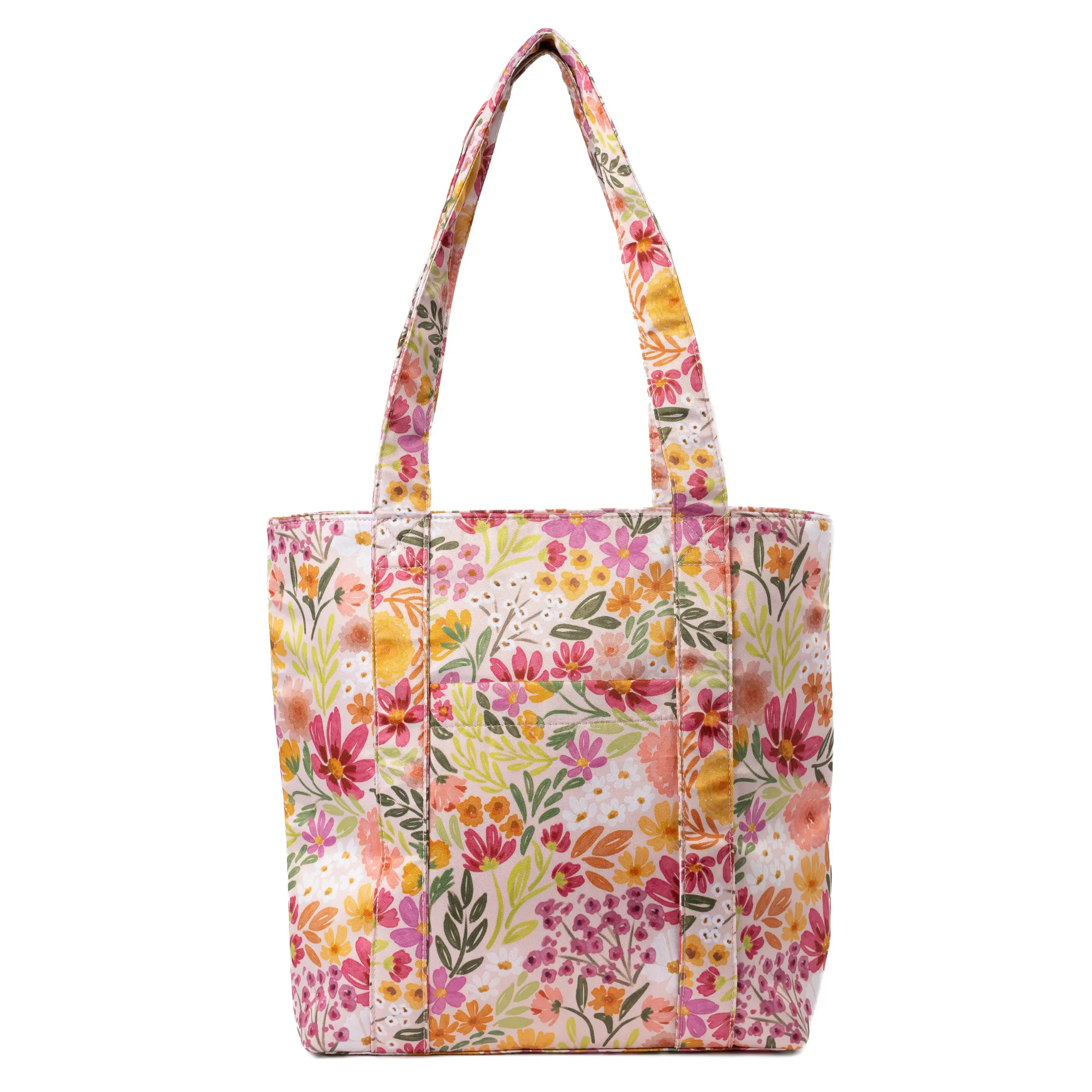 Stylish Square Tote Bag with Zipper Closure and Pockets, Polyester Carry-all in Floral Print or Corduroy for Casual Commuting & Travel, Casual Commuter Bag, Stylish Square Bag