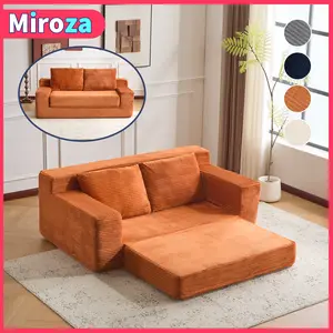 【Miroza】71" Convertible Sofa Bed, Love Seat Sleeper Bed, 2-in-1 Foldable Curved Sleeper Sofa with Pillows for Living Room and Bedroom, High-Density Memory Foam