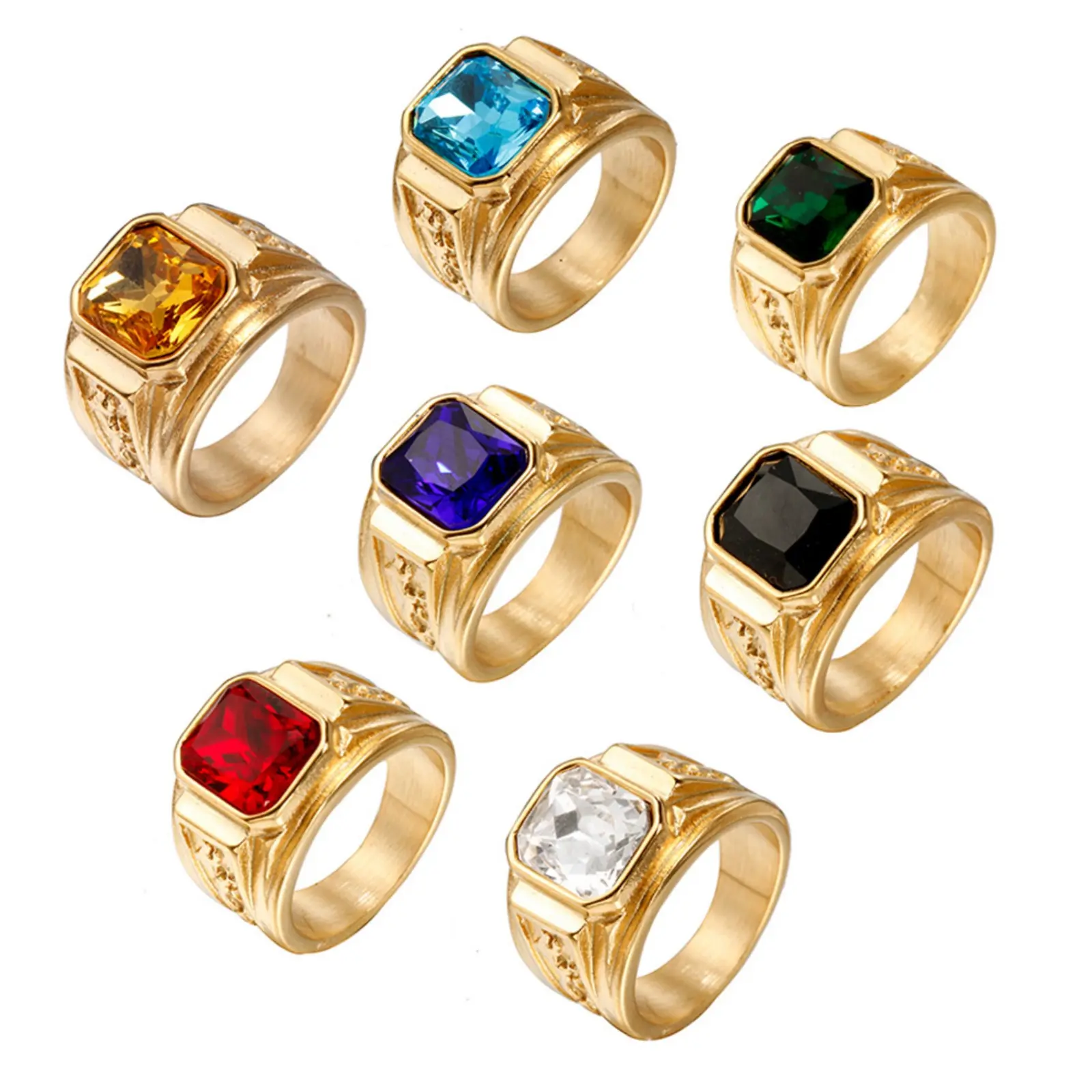 Men's Stainless Steel Dragon Totem Ring, Geometric Square Face Business Style Jewelry, Elegant Gift for Graduation, Elegant Ring, Dragon Design Rings