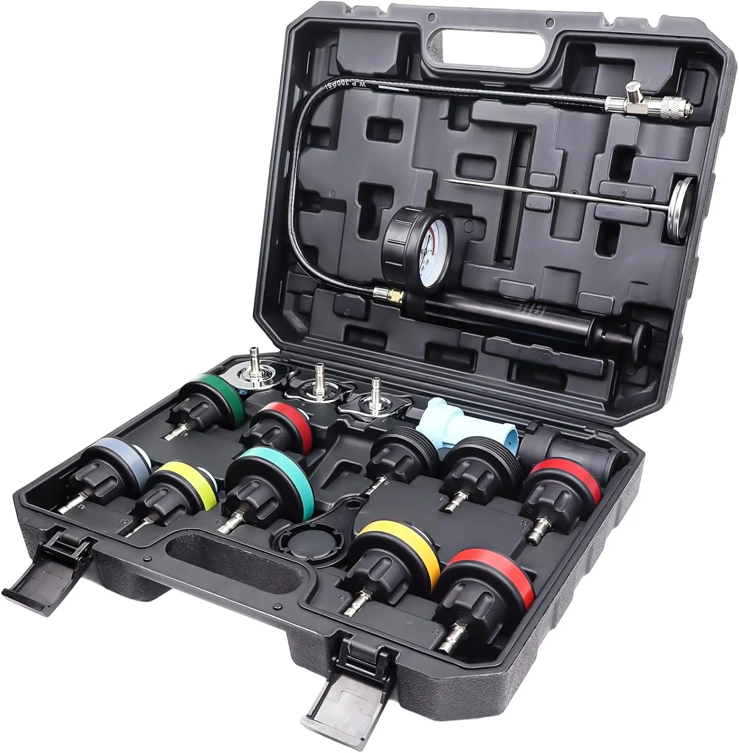 18 Pcs Universal Radiator Pressure Tester Kit,Coolant Pressure Tester kit with 13 Radiator Adapters,Precise Coolant Leak Detector for All Vehicle Cooling System