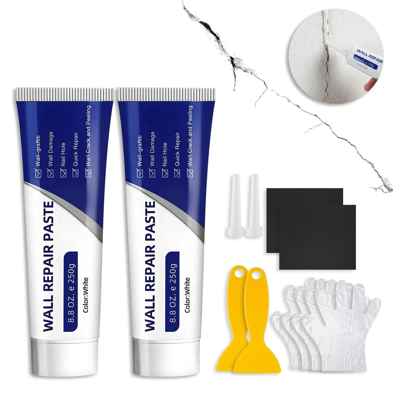 Drywall Patch Repair Kit 250g Wall Mending Agent Multi-functional Quick-drying Paste Adhesive Heavy Duty Concrete Sealant Waterproof Self-adhesive