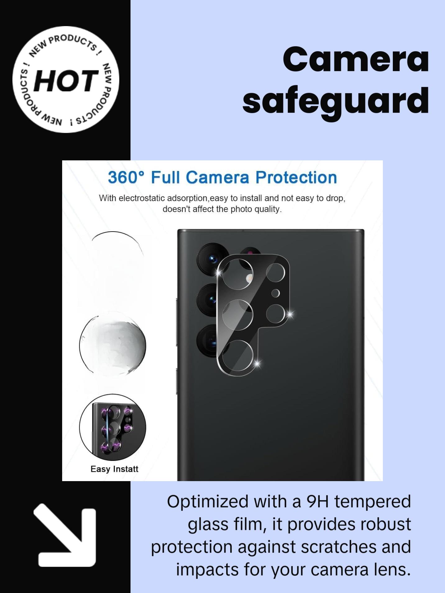 2+2 Pack Galaxy S23 Ultra Privacy Screen Protector and Camera Lens Protector,9H hardness Tempered Glass, 3D Full Coverage, Fingerprint Unlock, Easy to install For Galaxy S23 Ultra 6.8 Inch Protection Protective