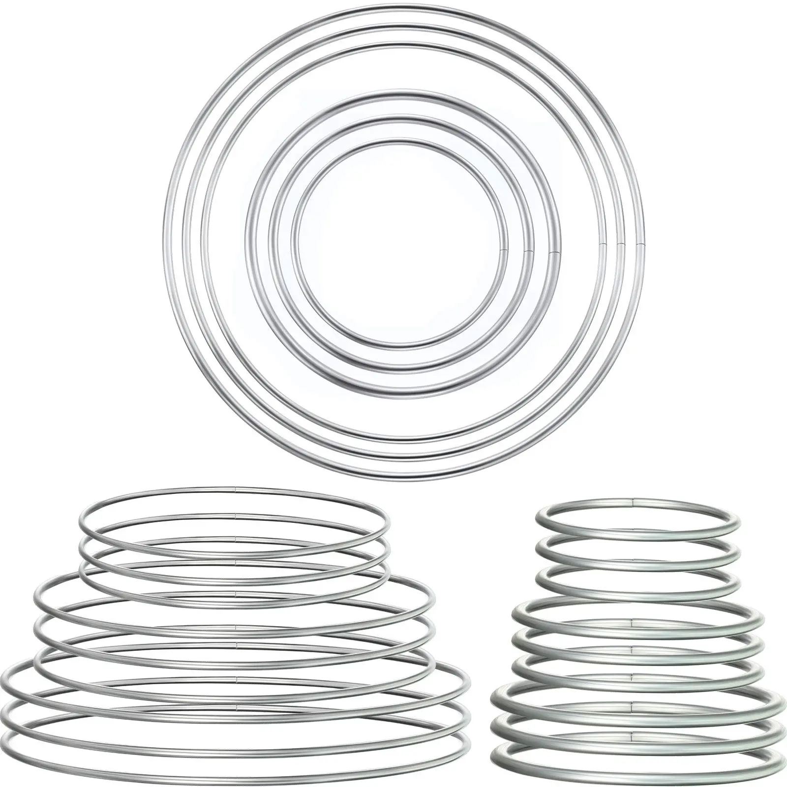 24 Pcs Circle Form Multi-Size Smooth Finish Steel Craft Rings - Metal Macrame Hoops for Dream Catchers, Wreaths, Home Decor Hanging Projects