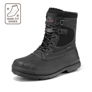 【WIDE FIT】NORTIV 8 Men's Wide Fit Waterproof Winter Snow Boots Footwear Boy Comfort Closed Walking Shoes Decor Weight Slip Resistant High Back
