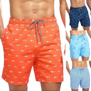 Men's Beach Shorts, Summer Casual Board Shorts, Quick Dry Swim Shorts Swim Trunks Swimming Shorts Drawstring Elastic Waistband Swimwear Swimsuit Bathing Suit