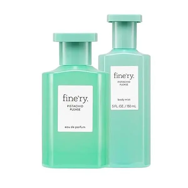 fine'ry Women's Pistachio Delight Dual-Size Fragrance Set, 60ml EDP & 150ml Body Mist with Decadent Pistachio Milk, Vanilla Notes, Tonka Warmth & Sweet Nutty Aroma, Vanilla Fluffy, Dual‑Size Set