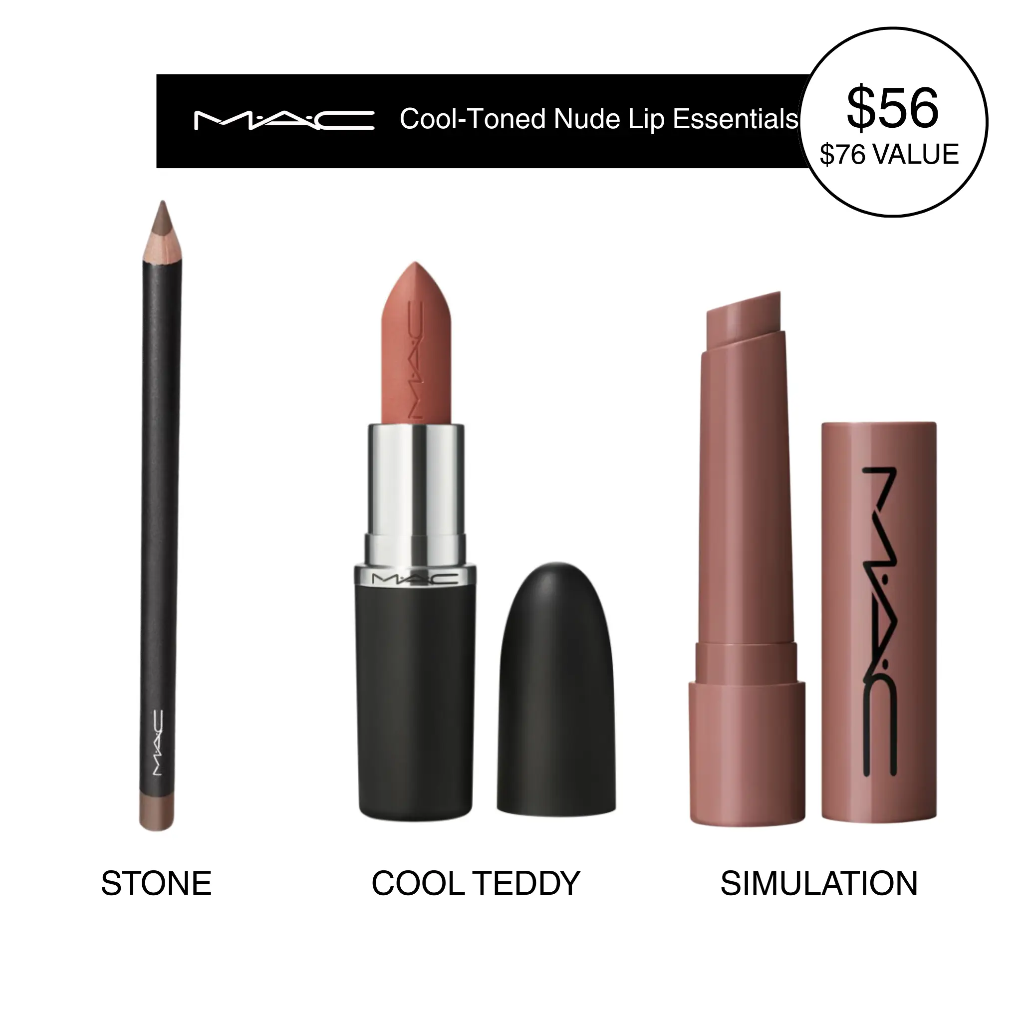 MAC Cool-Toned Nude Lip Trio – Sculpt, Define & Plump Set