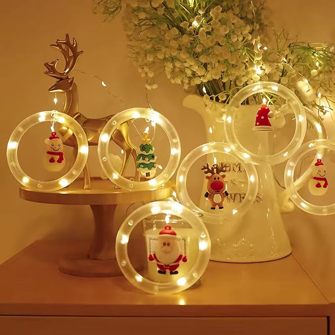 Christmas string lights available outdoors and indoors. LED string lights hanging, including , deer, etc., for holiday party decoration Ornaments