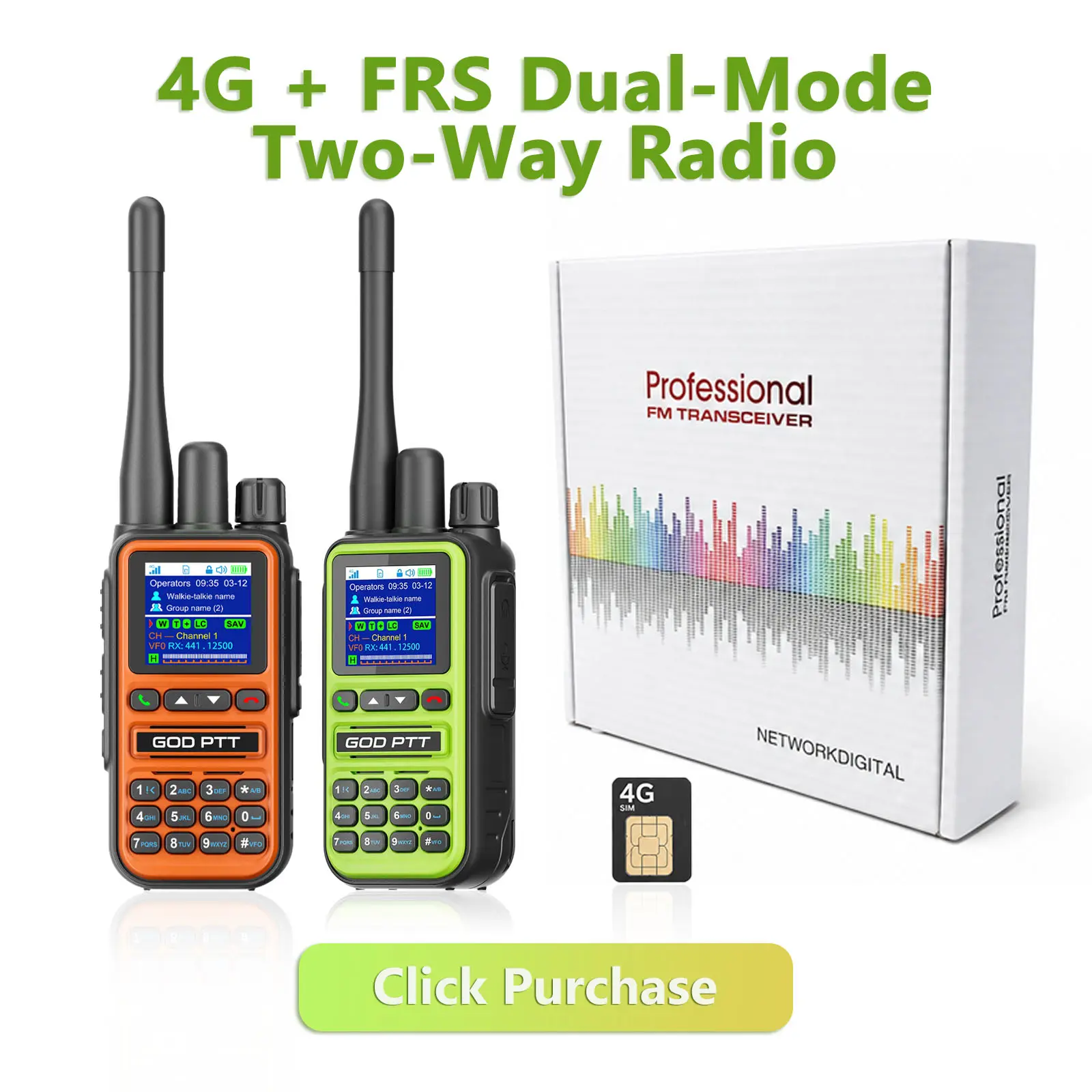 Lifetime Free No Hidden Fees/4G LTE PoC & FRS Dual-Mode Walkie Talkies (2-Pack, Orange) - Unlimited Range, SIM Card Compatibility, Phone Call & Relay Function, Global Rapid Communication,  999 Channels,  Survival,Hunting,  Type-C Charging