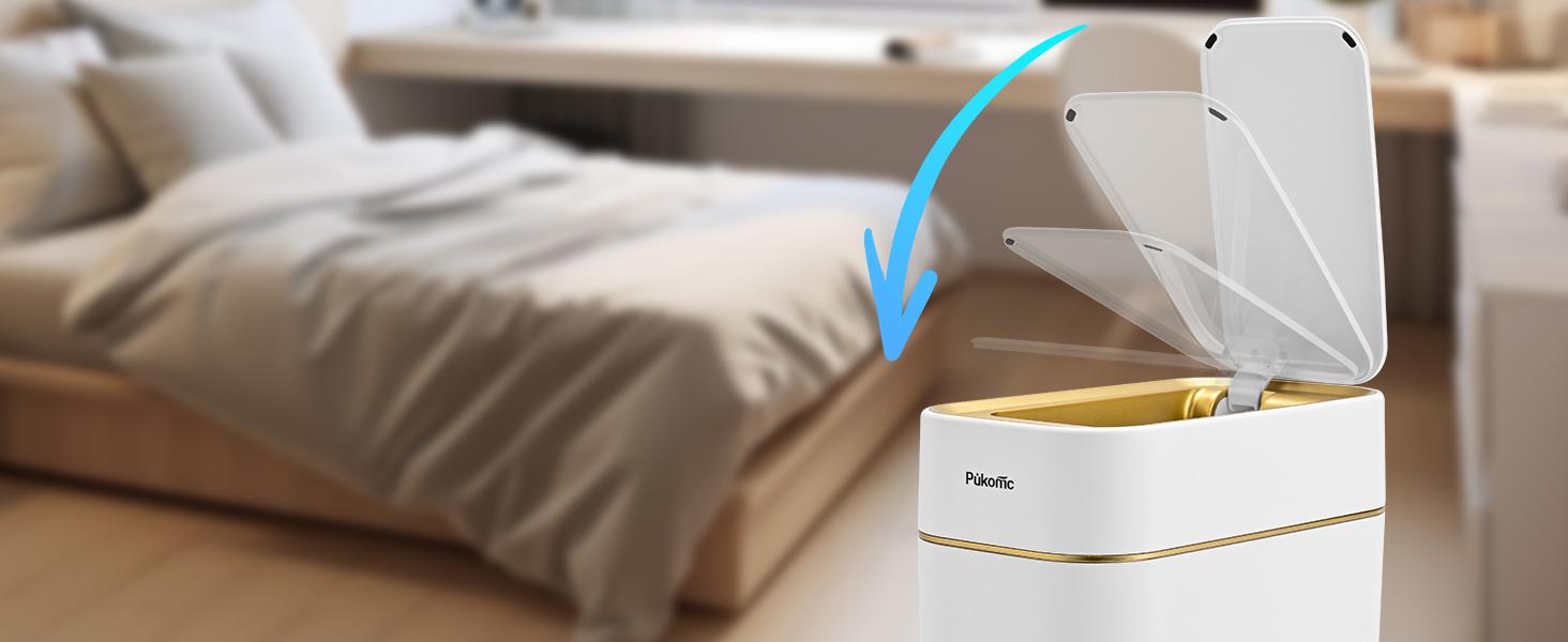 Pukomc Auto-Sensor Trash Bin – Wave & Knee Induction, Quick Voiceless Open, Removable Liner, Battery-Powered White trash cans for kitchen Automatic Dustbin trash cans for kitchen household items Pukomc Auto-Sensor Trash Bin – Wave & Knee Induction, Quick Voiceless Open, Removable Liner, Battery-Powered White trash cans for kitchen Automatic Dustbin trash cans for kitchen household items