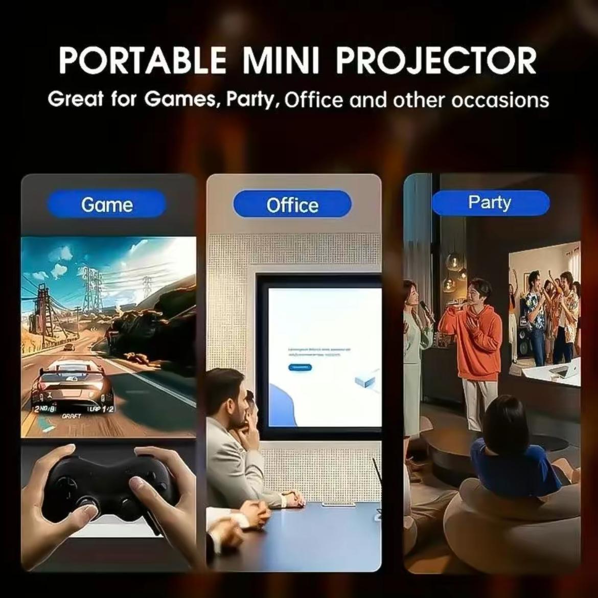 4K  Pro Portable Projector with Android 11Dual Wifi6 290ANS| Built-in Speaker AppstoreAllwinner H713 BT5.4 Cinema Outdoor MiniProjector WFl6 Remote Control Included Projector2025 White Wireless Audio Screen