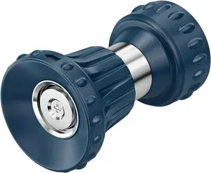 FANHAO Fireman Style Garden Hose Nozzle, Heavy Duty High Pressure Adjustable Sprayer, Leak-Proof Metal Fire Hose Sprayer Nozzle for for Car Washing, Patio Cleaning, Lawn & Pet Showering