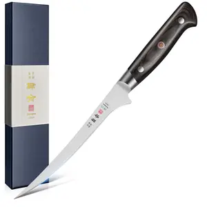 Kanngou 7 Inch Fish Fillet Knife – Flexible Japanese AUS-8 Steel Boning Knife for Fish & Meat, Full Tang Pakkawood Handle Professional Kitchen Knife