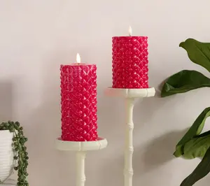 S/2 High Gloss Diamond Texture Flameless Candles by Kim Gravel