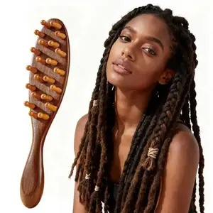 Loc Brush for Dreads, Comfortable Massage Comb, Scalp Massaging Dandruff Remover Wide Tooth Comb ,Wooden Brush That Works