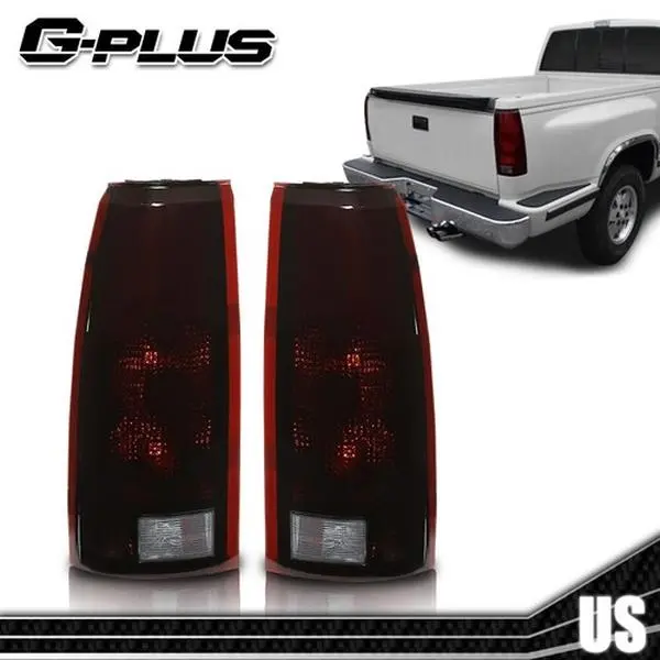 G-PLUS Tail Lights Smoke W/Bulbs Tail Lights Fit For Chevy GMC C/K 1500 2500 3500 Pickup Suburban
