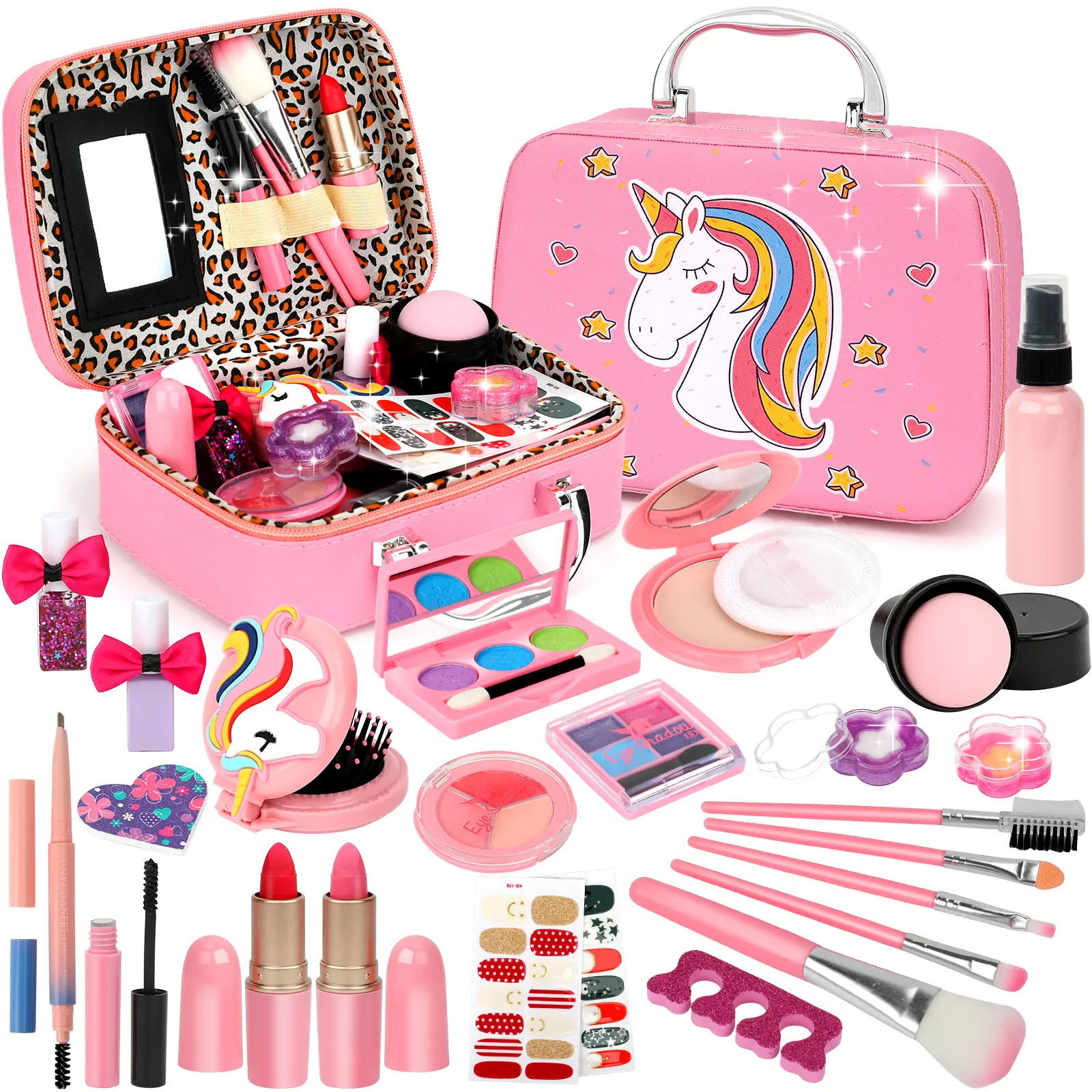 25 PCS Kids Washable Makeup Girl Toys - Real Makeup Kit Kid Make up Set, kids stuff for girls, kids christmas gifts, for Toddlers Children Princess Dress Up Birthday Gifts Toys for 3 4 5 6 7 8 9 10 11 12 Year Old Girls