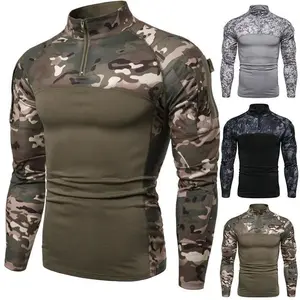 Mens Camouflage Tactical Clothing Combat Shirt long sleeve Men Clothing T-shirt Menswear Top Black Gamis