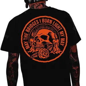 MAY THE BRIDGES I BURN LIGHT MY WAY Skull Print Men's T-Shirt Back Printing Casual Classic