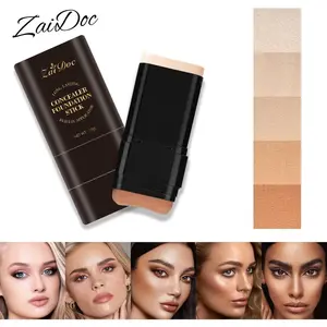 Zaidoc 7-color Dual -Ended Foundation Concealer Stick, Dual-ended with Built-in Brush, Moisturizing & Lightweight