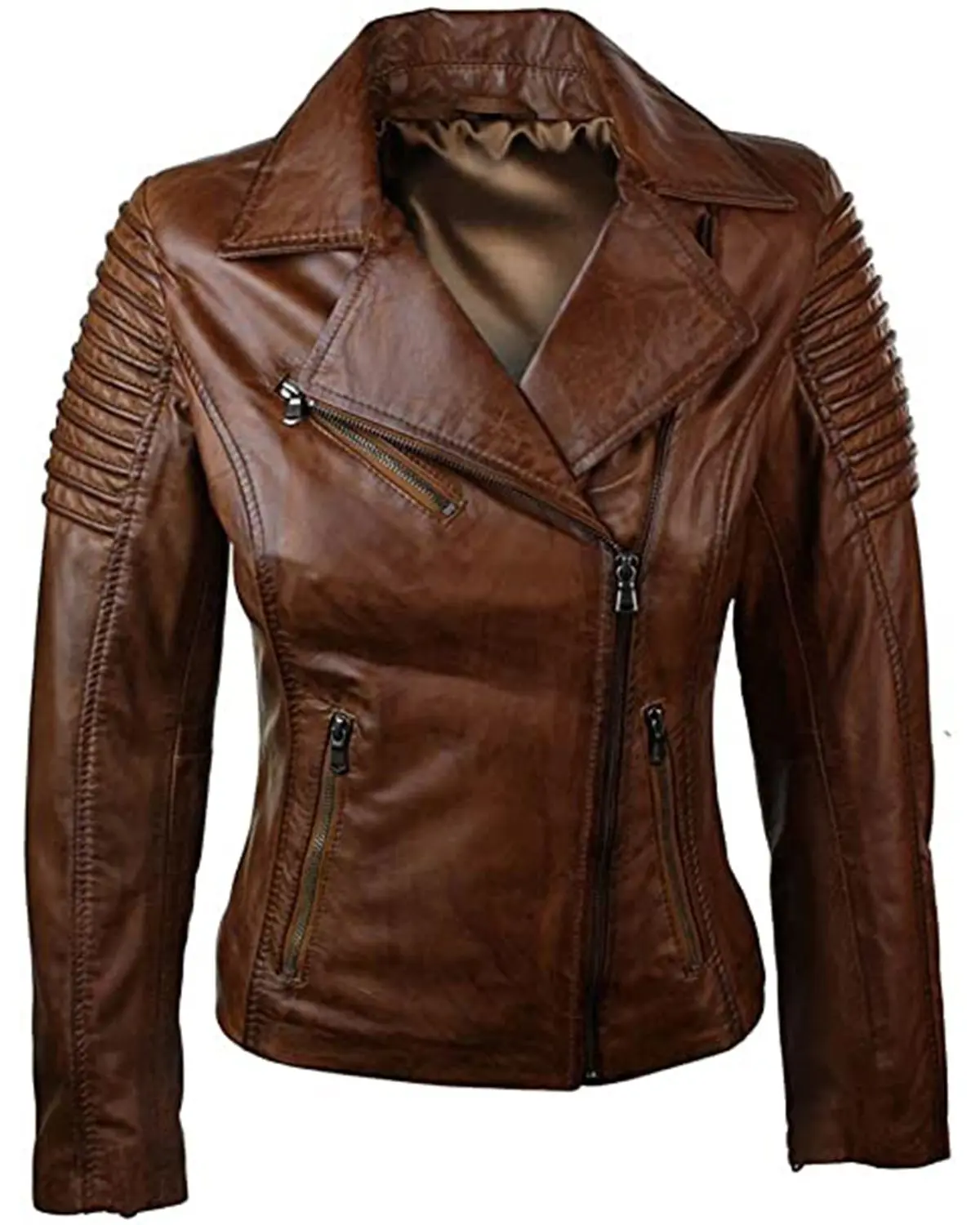 MotorCycleJackets Women's Brown Brando Biker Real Leather Jacket
