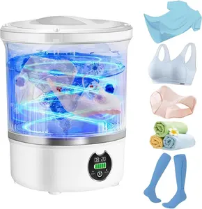 Portable Mini Washing Machine Upgrade Blue Light 3L Capacity Deep Clean for Underwear Baby Clothing Small Items Suitable for Family Hotel Camping