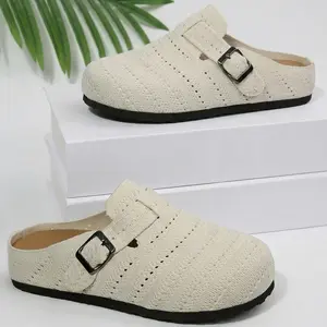 Women's Fashion Sandals Clogs Knit Backless Mules Breathable Slip-Ons Indoor Outdoor Shoes Suitable For All Seasons Springfresh