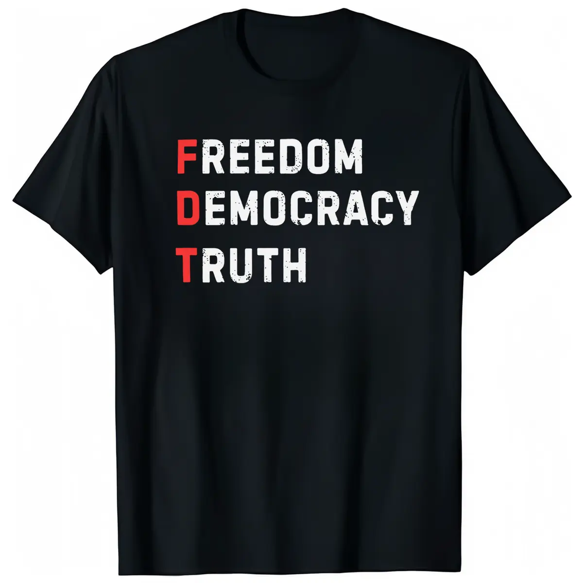 Men's Printed Short-Sleeve V-neck Tops, FDT Freedom Democracy Truth T-shirt, Anti-Trump Protest Tee, Democratic Party Shirt, Gift for Political Activists, Classic Design
