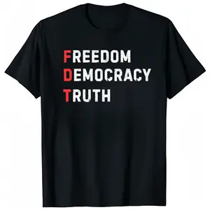 FDT V-neck shirt — Freedom, Democracy, Truth T-shirt; anti-Trump protest tee; Democratic party shirt; gift for political activists; social justice T-shirt; classic design