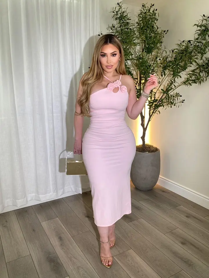 slim fit dress slacks ALEXANDER WANG WOMEN Sequin Midi Dress Pink – MAISONDEFASHION.COM main image 1