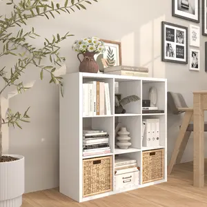 Endearing Limons Wooden Thick Border 9-Cube Storage Organizer,  Reversible Open Back bookshelf with Anti-Tipping Device, Multipurpose Cube Shelf for Home Office, Bedroom, Living Room, Study & Nursery