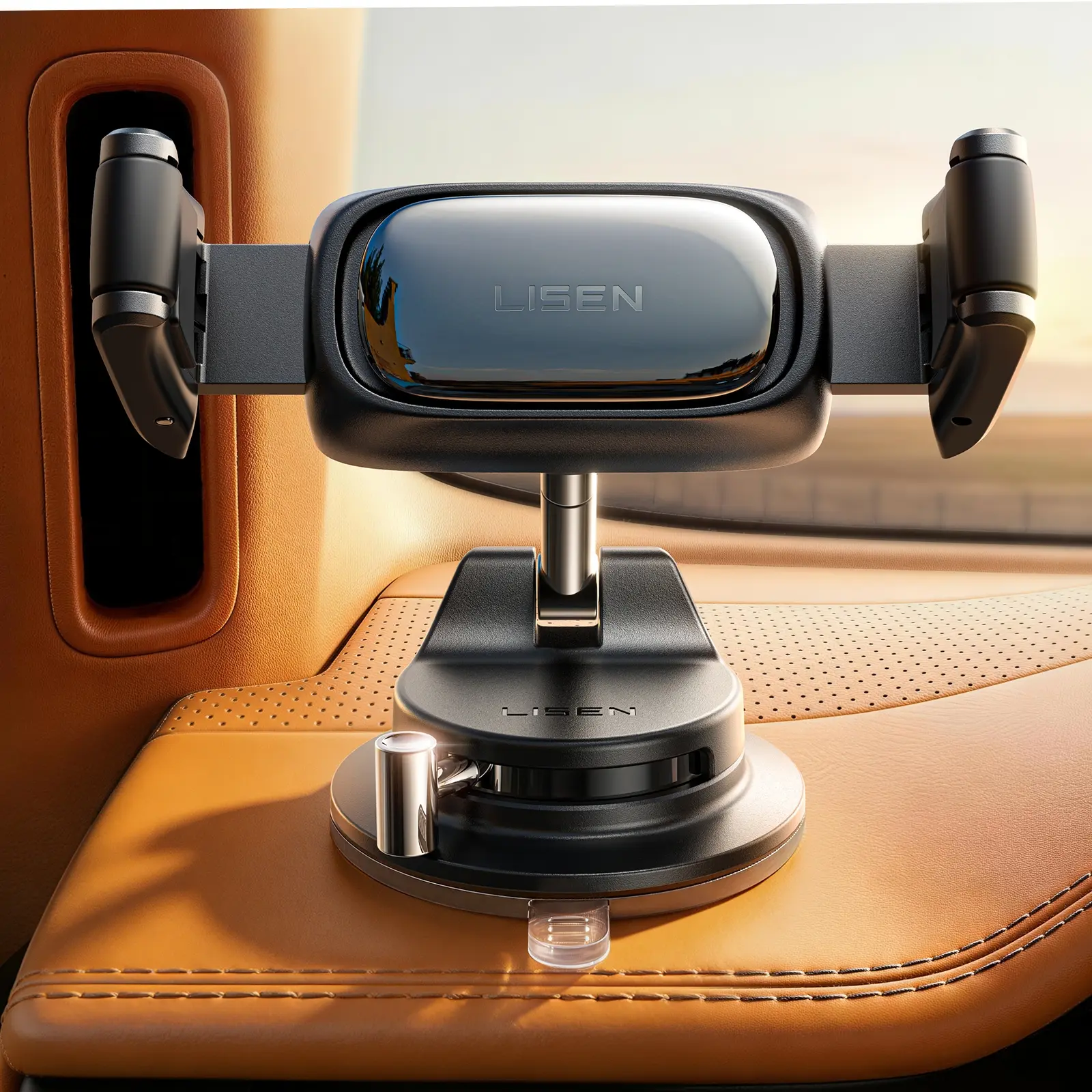 #Fathersdaygift LISEN Auto-Adjusting Phone Holder 360-Degree Rotating Phone Mount (upgraded clip for easy attachment and removal), Suitable For 4-7 inch Smartphones Such as iPhone, Samsung, Google, and Nokia Dashboard Mounting Car Fixing Clips
