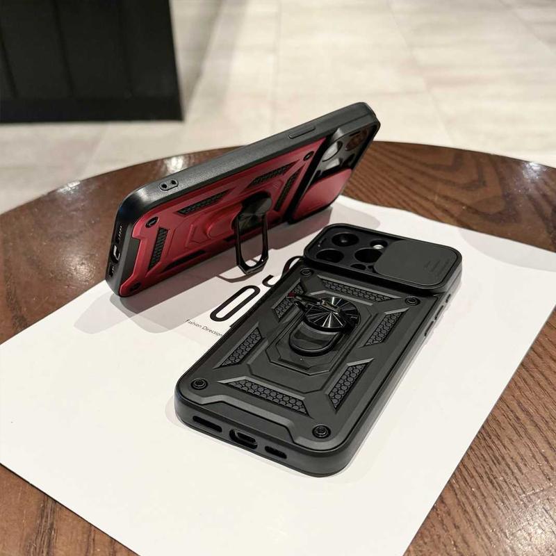 Phone Case For Women Men With Slide Camera Cover And Screen Protector, Rugged Hard Phone Case With Magnetic Stand For iPhone 17 16 15 14 13 12 11 Pro Max Plus Air