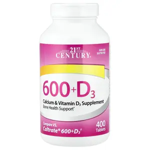21st Century 600+D3, Calcium & Vitamin D3 Supplement, 400 Tablets