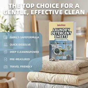 Laundry Detergent Sheets, 1 Sheet Cleans 8 Clothes, Rich Foam & Long-Lasting Scent, 4-in-1 Clean Soften Disinfect & Fragrance, 30 Count Eco-Friendly Zero Additives, Stain Remover, Gentle Fabric Wash Sheets