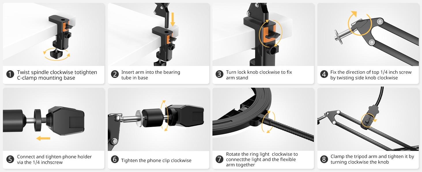 UBeesize 10" Ring Light Kit with Overhead Phone Mount, LED Selfie Light with Stand and Phone Holder, Desk Light for iPhone, Desk Tripod for Video Recording, YouTube, TikTok, Live Stream, Cooking, Vlog, Makeup, Nail Art & Drawing for Artists