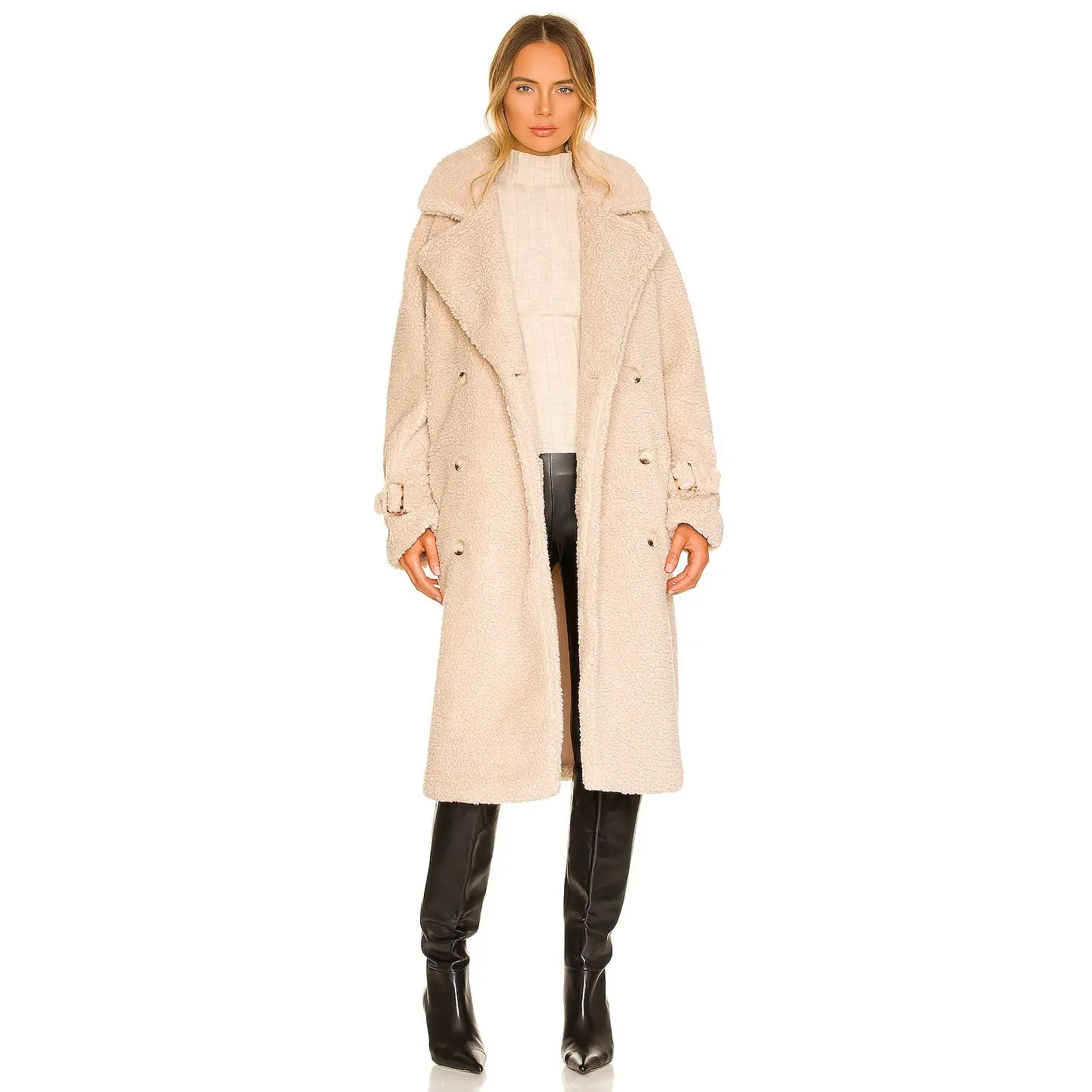LAMARQUE Malani Faux Fur Coat in Beige