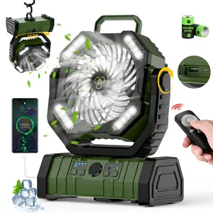 30000mAh Battery Operated Fan with LED Lantern & Power Bank, 270° Auto-Oscillating Rechargeable Fan, High-Velocity Quiet Portable Fan for Soccer Mom, Jobsite, Golf Cart, Mowing, Patio BBQ, Hurricane Emergency Survival Gear, Father's Day Gifts