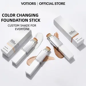 VOTIORS  Korean Color-Changing Foundation Stick with Built-In Brush, Creamy Blendable Face Makeup for Natural Coverage