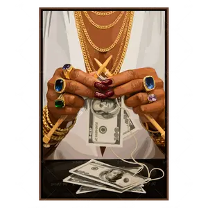 Stitching Cash -Smard Black Wall Art Print/ Canvas for Home /Office Decor