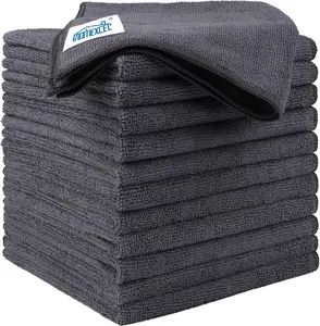 Microfiber Cleaning Cloth 12 Pack, 12.5 x 12.5 inch Microfiber Towels for Cars, Ultra Absorbent Washing Cloth, Lint Free Streak Free Cleaning Rags for Car, Kitchen, and Window (Grey)