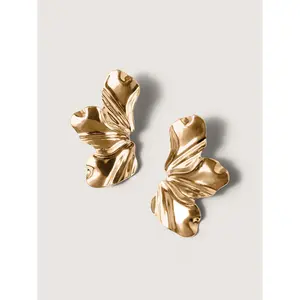 BloomChic Gold-Tone Floral Temperament Irregular Earrings 2026 Spring Break Gift For Easter's Day Mother's Day Gold Plated Studs