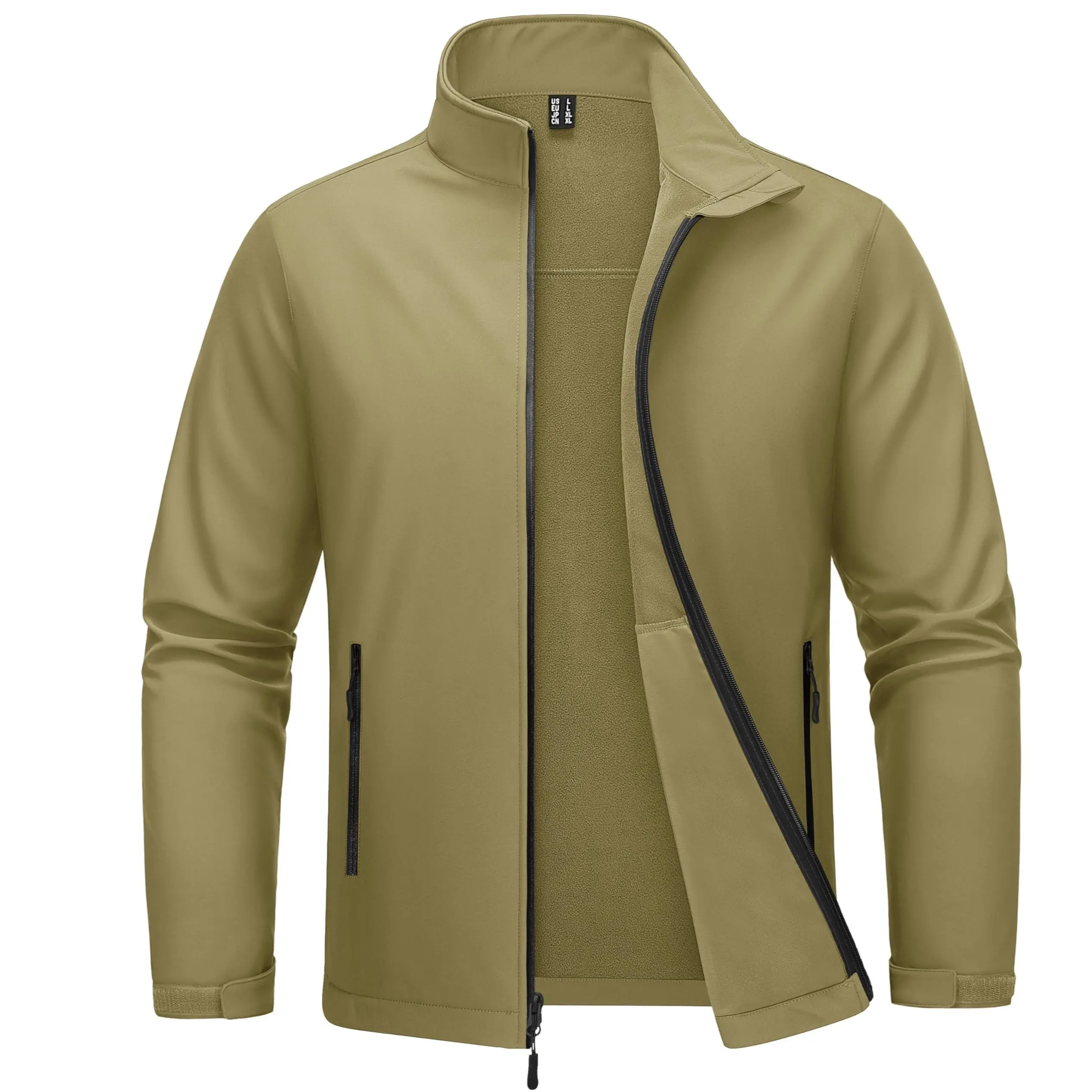 MAGCOMSEN Men's Fleece-Lined Softshell Outdoor Zipper Jacket, Waterproof Windbreaker, Rain Shell Men's Sports Jacket for Tactical Hiking & Daily Outdoor Wear, Lightweight Sports Jacket