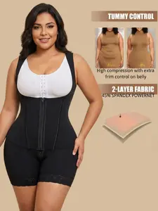 Sculpt Touch Faja Corset Shapewear with Zipper & 3 Hooks 3-in-1 Tummy Control Open Bust Butt Lifting Bodysuit for Women Breathable Nylon Fabric Adjustable Straps