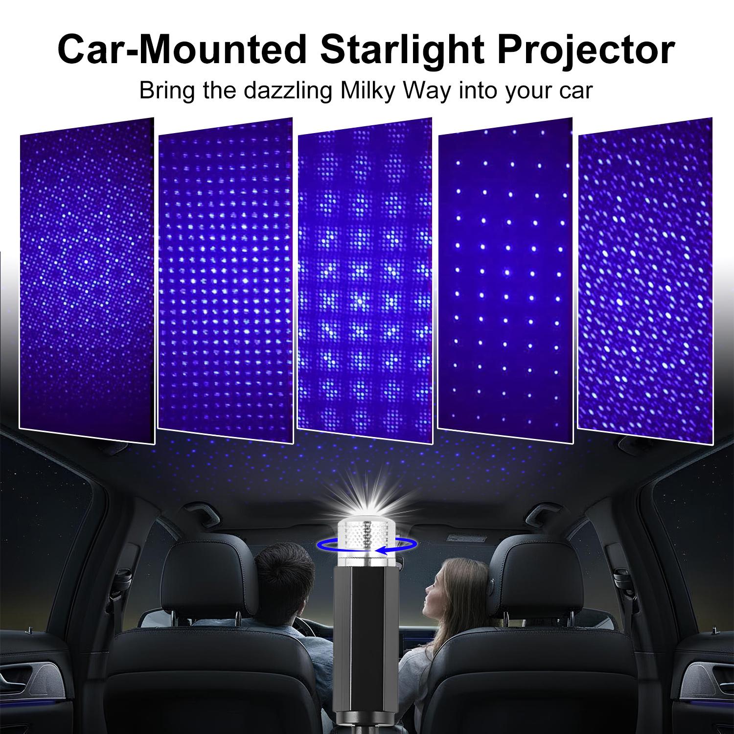 Car Roof Star Night Light, Portable Adjustable USB Flexible Interior LED Romantic Atmosphere Star Night Projector, Inside Car Lighting for Cars Bedrooms Parties Decoration