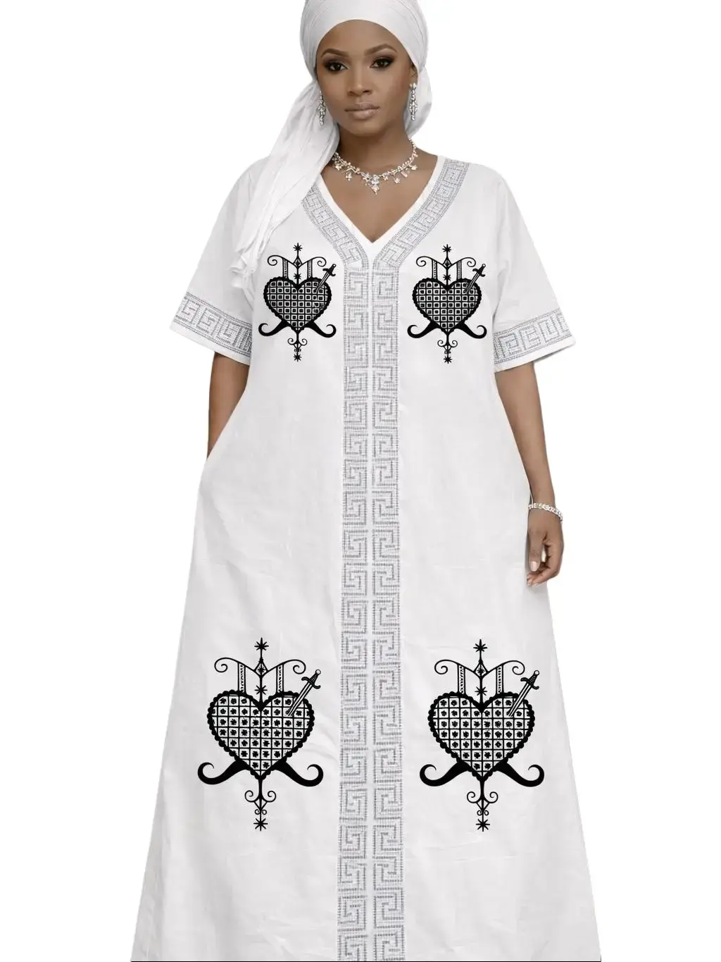 Rad Vèvè Elegance Haitian Dress Luxury One Size Style with Multiple Vèvè For Special Occasions Casual Womenswear Breathable Fabric